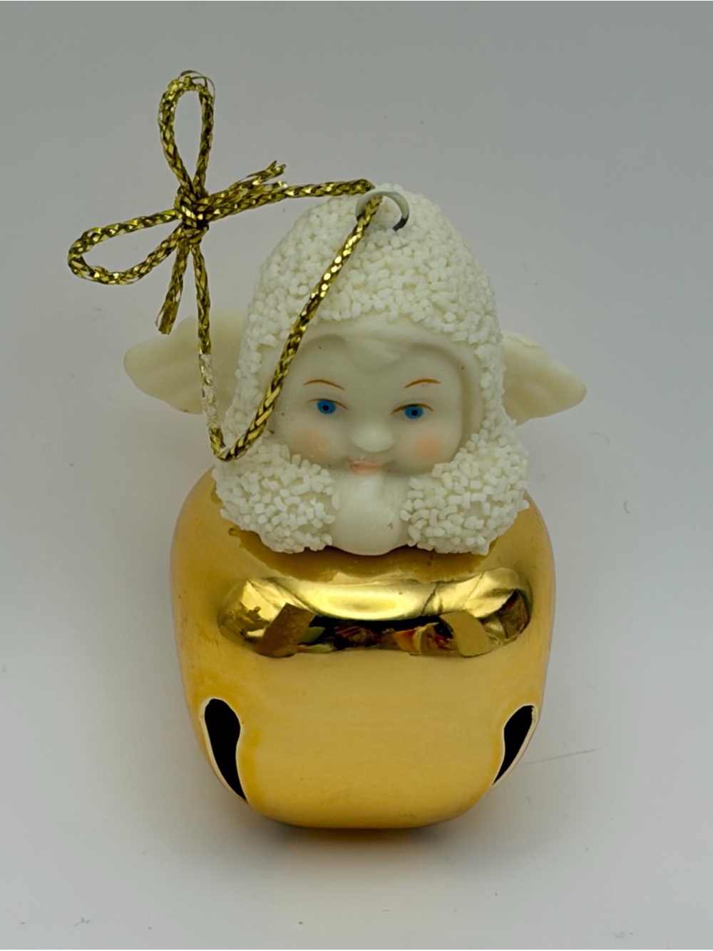 Dept 56 Snowbabies Jingle Bell Jinglebaby Christmas Angel Ornament Gold Bell